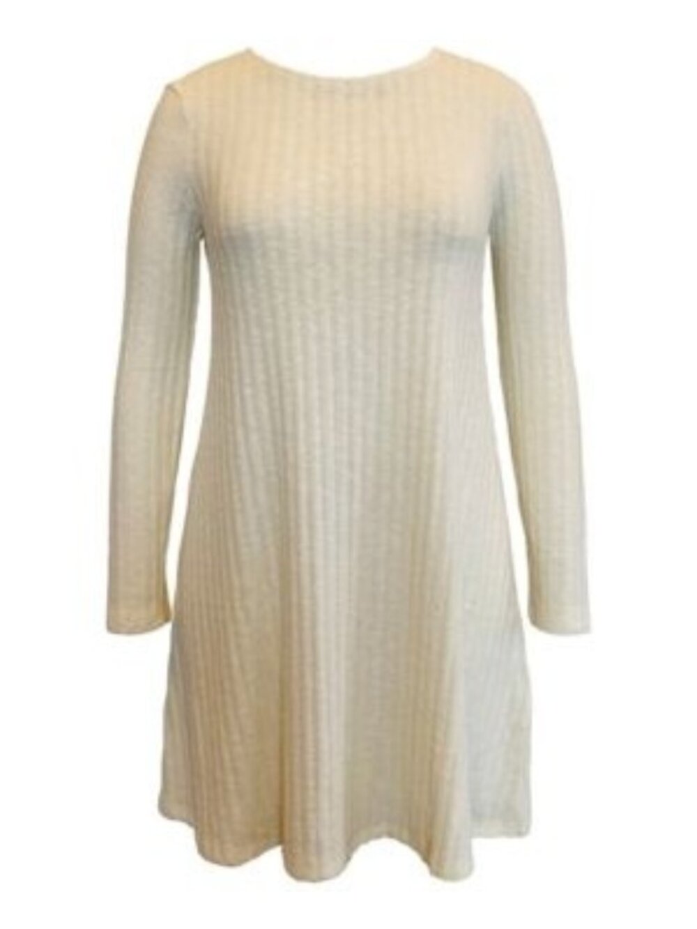 Style & Co Hacci Ribbed Brushed Swing Dress, Vanilla Bean, Sz. S